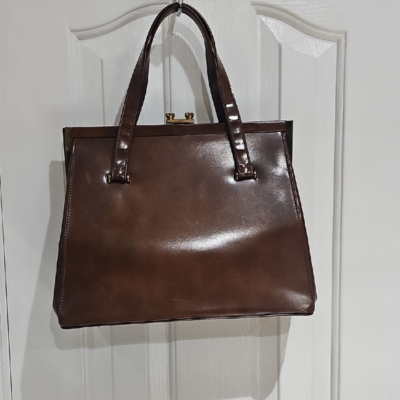 VINTAGE elegant Brown Leather Hobo Bag Made In USA - Picture 1 of 16